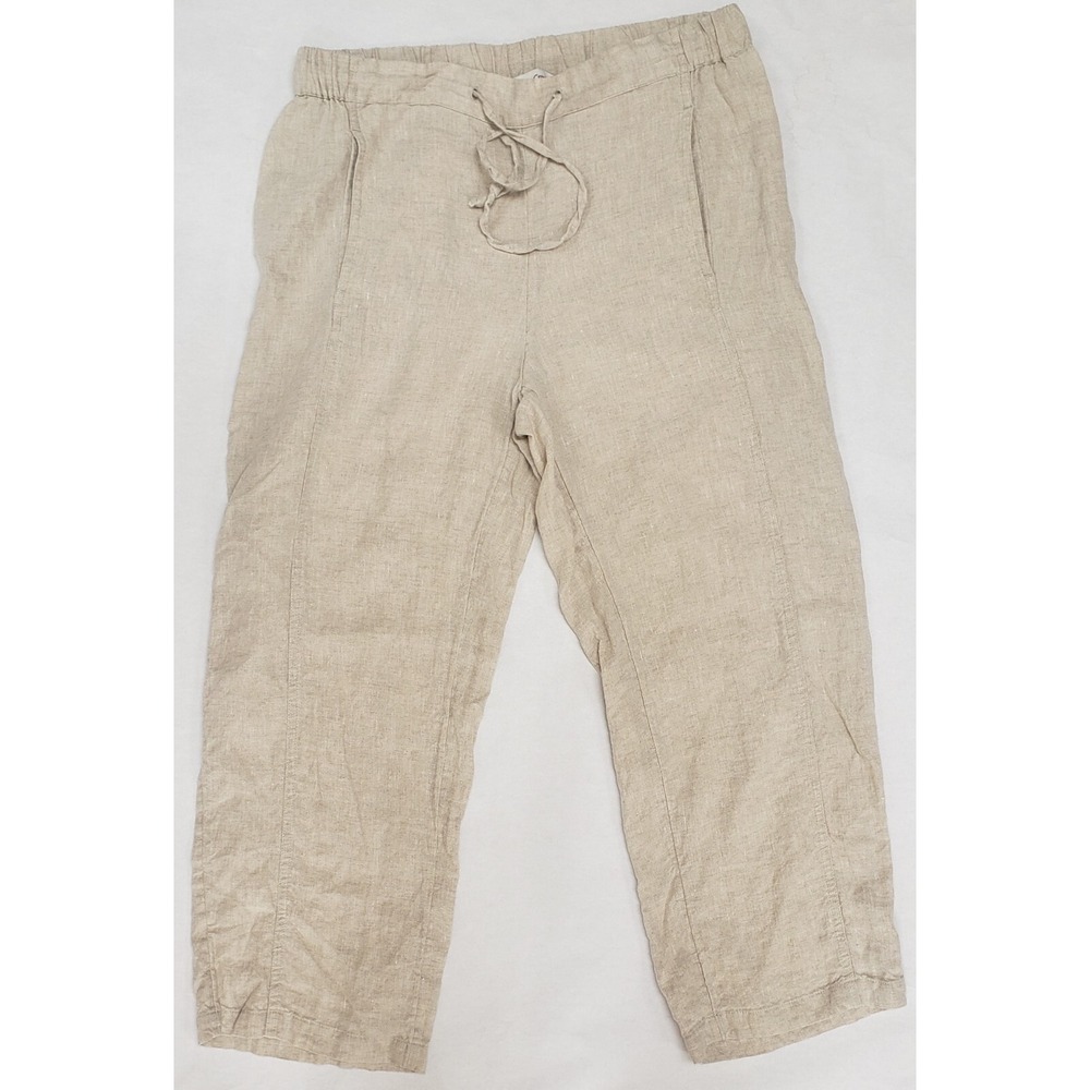 Coldwater Creek Women's size Petite 10 Linen Wide Leg Capri Pants Goucho Elastic
